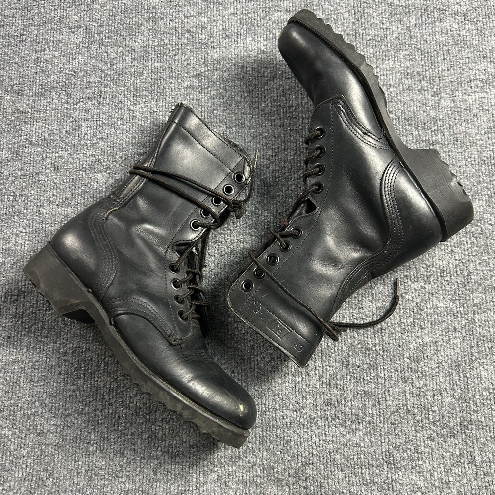 Combat Boots Mens Size 6R Black Leather Military Army Vintage Workwear 1-83